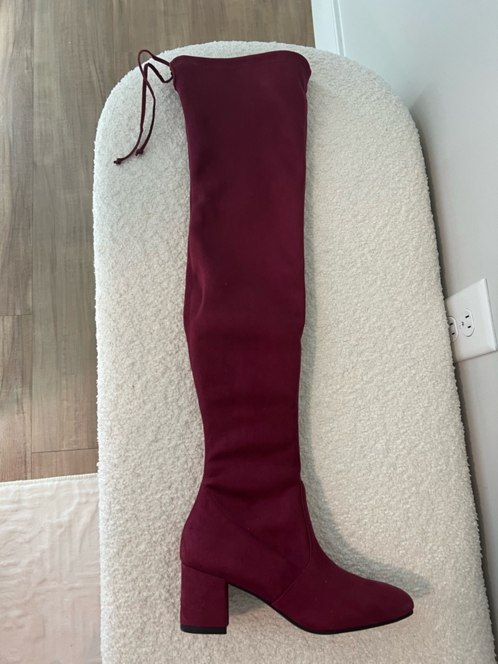 Stuart Weitzman $450msrp NEW 6b Over-the-Knee Burgundy Stretch Block Heel Boot